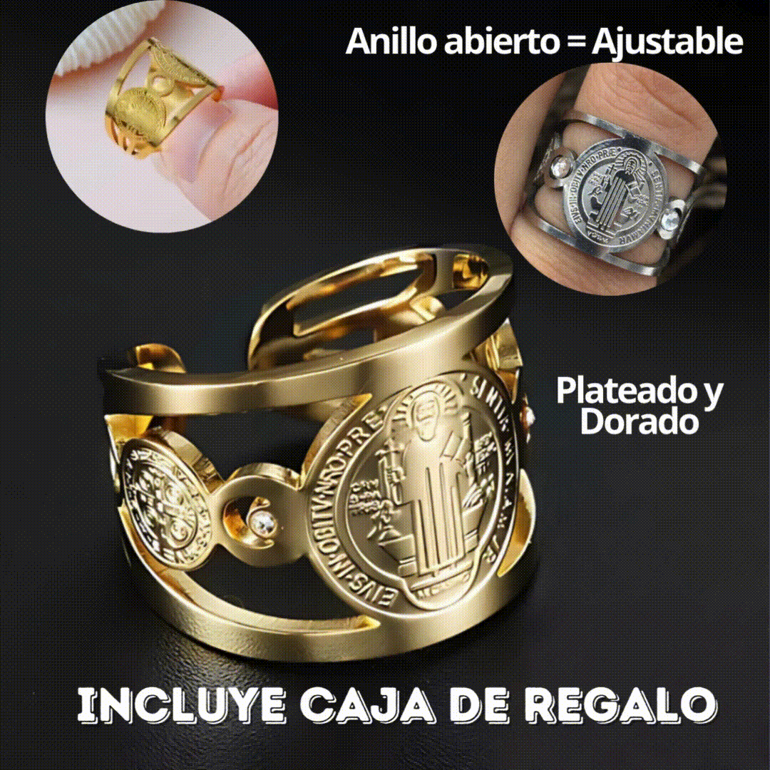 Anillo Protector San benito + Caja regalo.