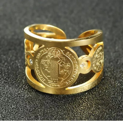 Anillo Protector San benito + Caja regalo.
