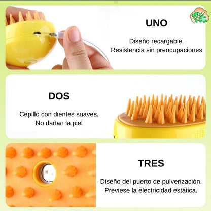 Cepillo Vaporizador Mascotas 3 en 1 - Instorepic™(OFERTA 2 X1)