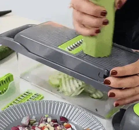 PICADOR MULTIFUNCIONAL DE VERDURAS Y FRUTAS 14 EN 1